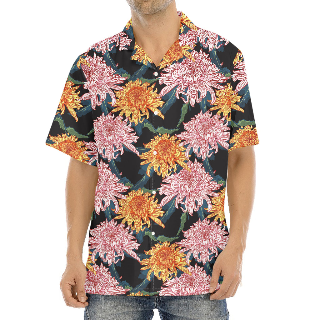 Japanese Chrysanthemum Pattern Print Aloha Shirt