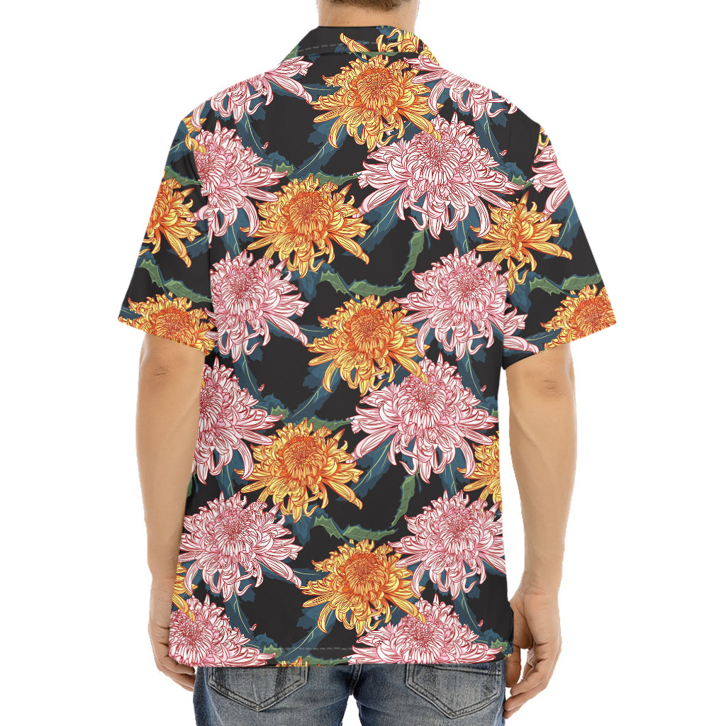 Japanese Chrysanthemum Pattern Print Aloha Shirt