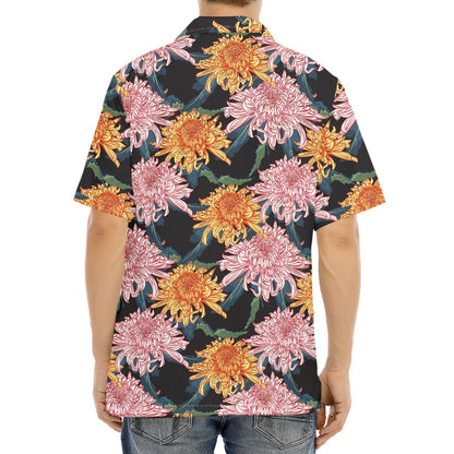 Japanese Chrysanthemum Pattern Print Aloha Shirt