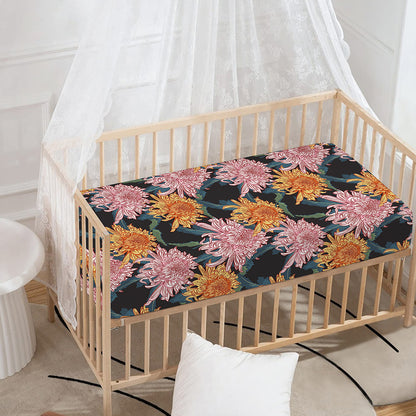 Japanese Chrysanthemum Pattern Print Baby Crib Sheet