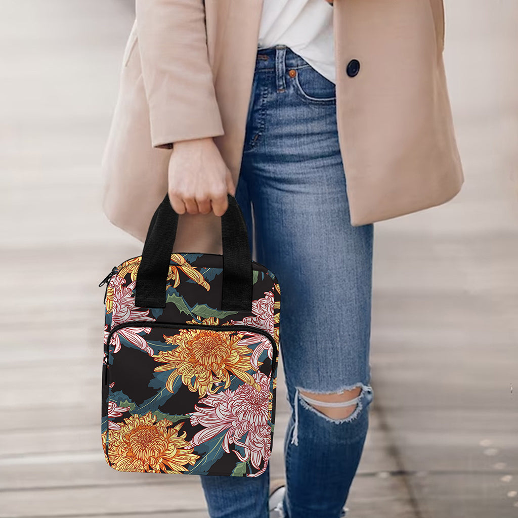 Japanese Chrysanthemum Pattern Print Bible Tote Bag