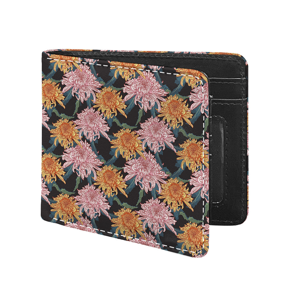 Japanese Chrysanthemum Pattern Print Bifold Wallet