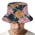 Japanese Chrysanthemum Pattern Print Bucket Hat