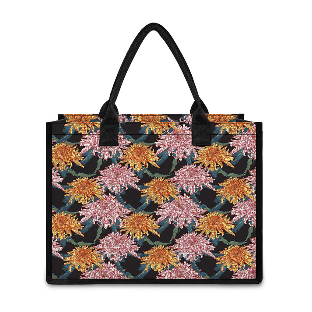 Japanese Chrysanthemum Pattern Print Canvas Tote Bag