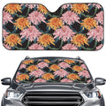 Japanese Chrysanthemum Pattern Print Car Windshield Sun Shade