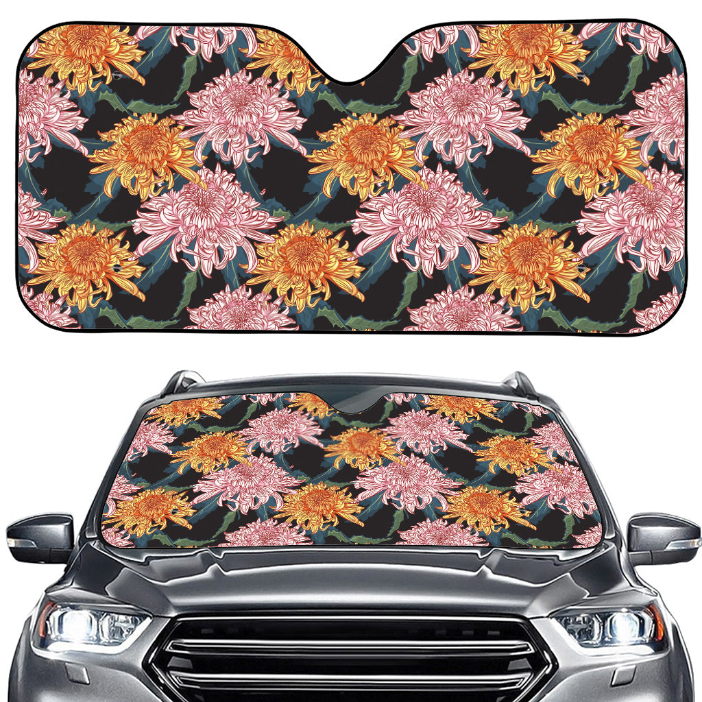 Japanese Chrysanthemum Pattern Print Car Windshield Sun Shade