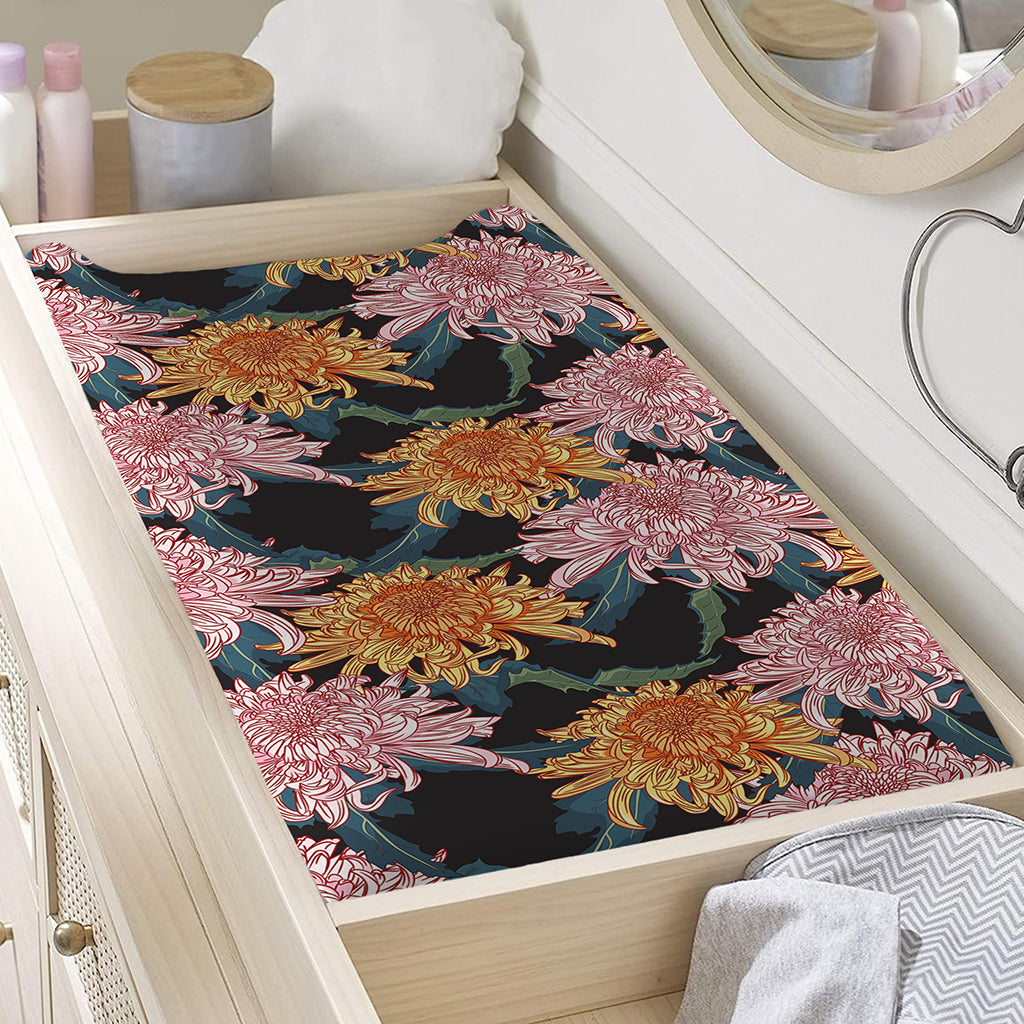 Japanese Chrysanthemum Pattern Print Changing Pad Cover