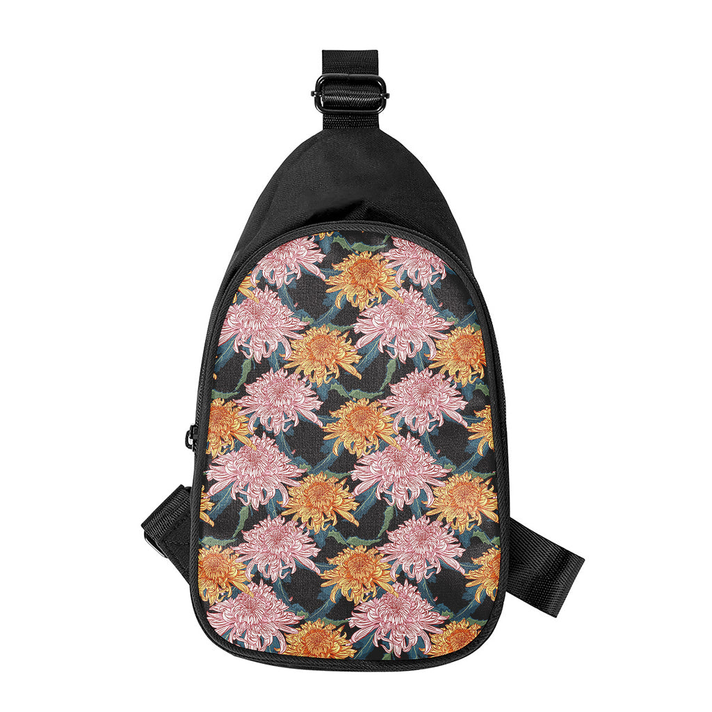 Japanese Chrysanthemum Pattern Print Chest Bag