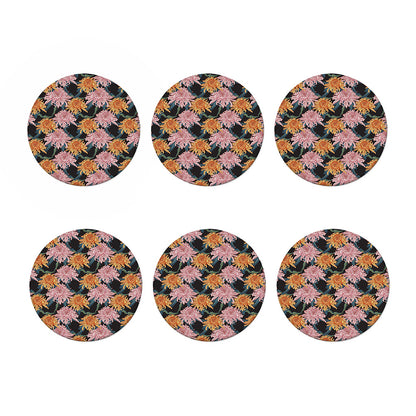 Japanese Chrysanthemum Pattern Print Coaster Set
