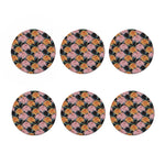 Japanese Chrysanthemum Pattern Print Coaster Set