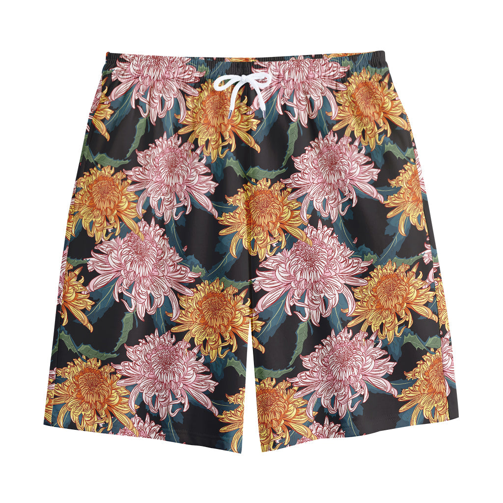 Japanese Chrysanthemum Pattern Print Cotton Shorts