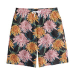 Japanese Chrysanthemum Pattern Print Cotton Shorts