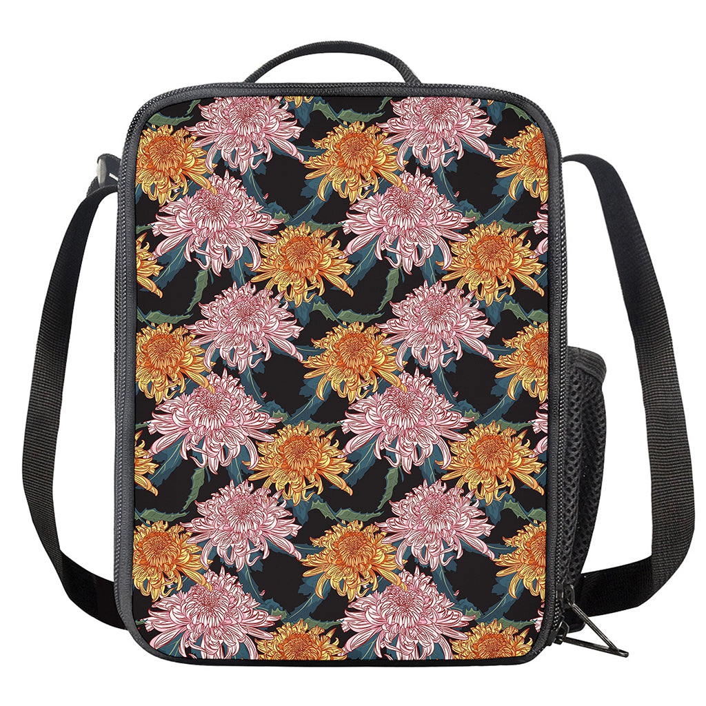 Japanese Chrysanthemum Pattern Print Crossbody Lunch Bag