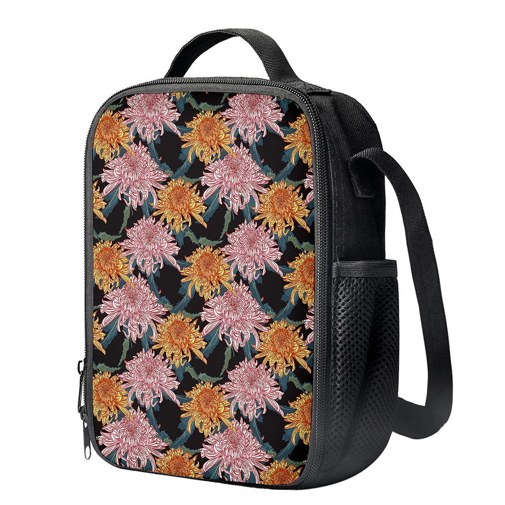 Japanese Chrysanthemum Pattern Print Crossbody Lunch Bag