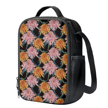 Japanese Chrysanthemum Pattern Print Crossbody Lunch Bag