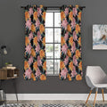 Japanese Chrysanthemum Pattern Print Grommet Curtain Panels