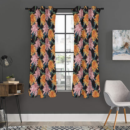 Japanese Chrysanthemum Pattern Print Curtain