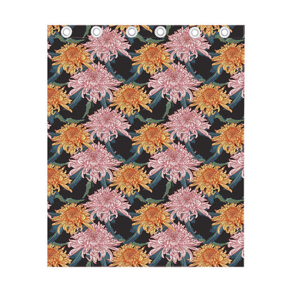 Japanese Chrysanthemum Pattern Print Curtain