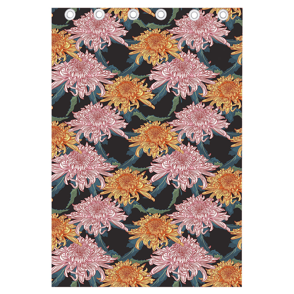 Japanese Chrysanthemum Pattern Print Curtain