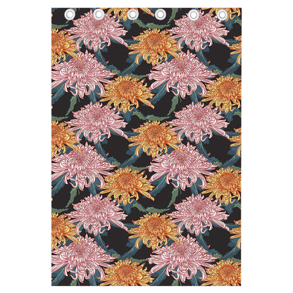 Japanese Chrysanthemum Pattern Print Curtain