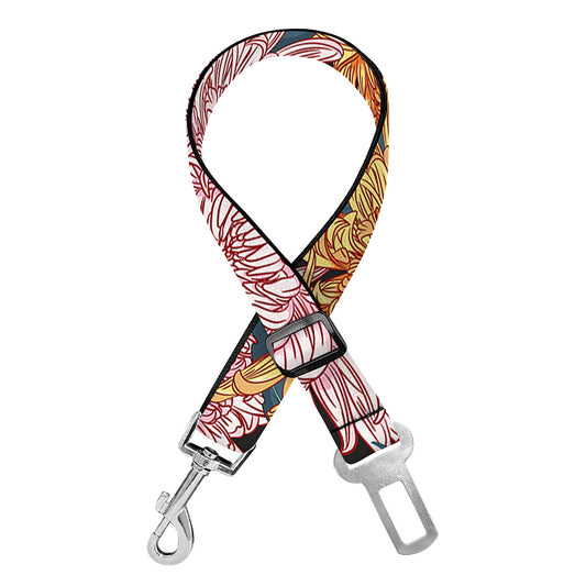 Japanese Chrysanthemum Pattern Print Dog Seat Belt