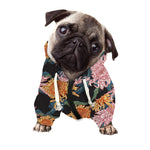 Japanese Chrysanthemum Pattern Print Dog Zip Up Hoodie