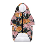 Japanese Chrysanthemum Pattern Print Dog Zip Up Hoodie
