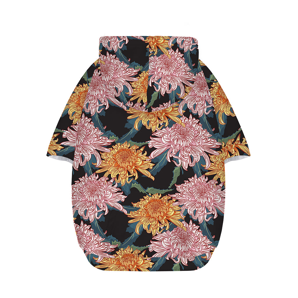 Japanese Chrysanthemum Pattern Print Dog Zip Up Hoodie