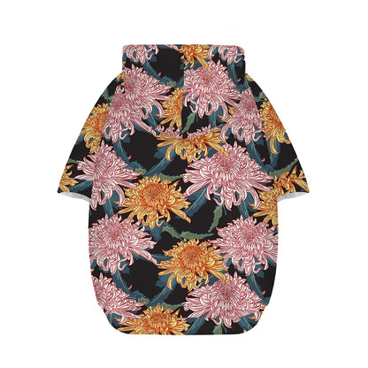 Japanese Chrysanthemum Pattern Print Dog Zip Up Hoodie