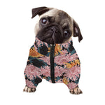 Japanese Chrysanthemum Pattern Print Dog Zip Up Jacket