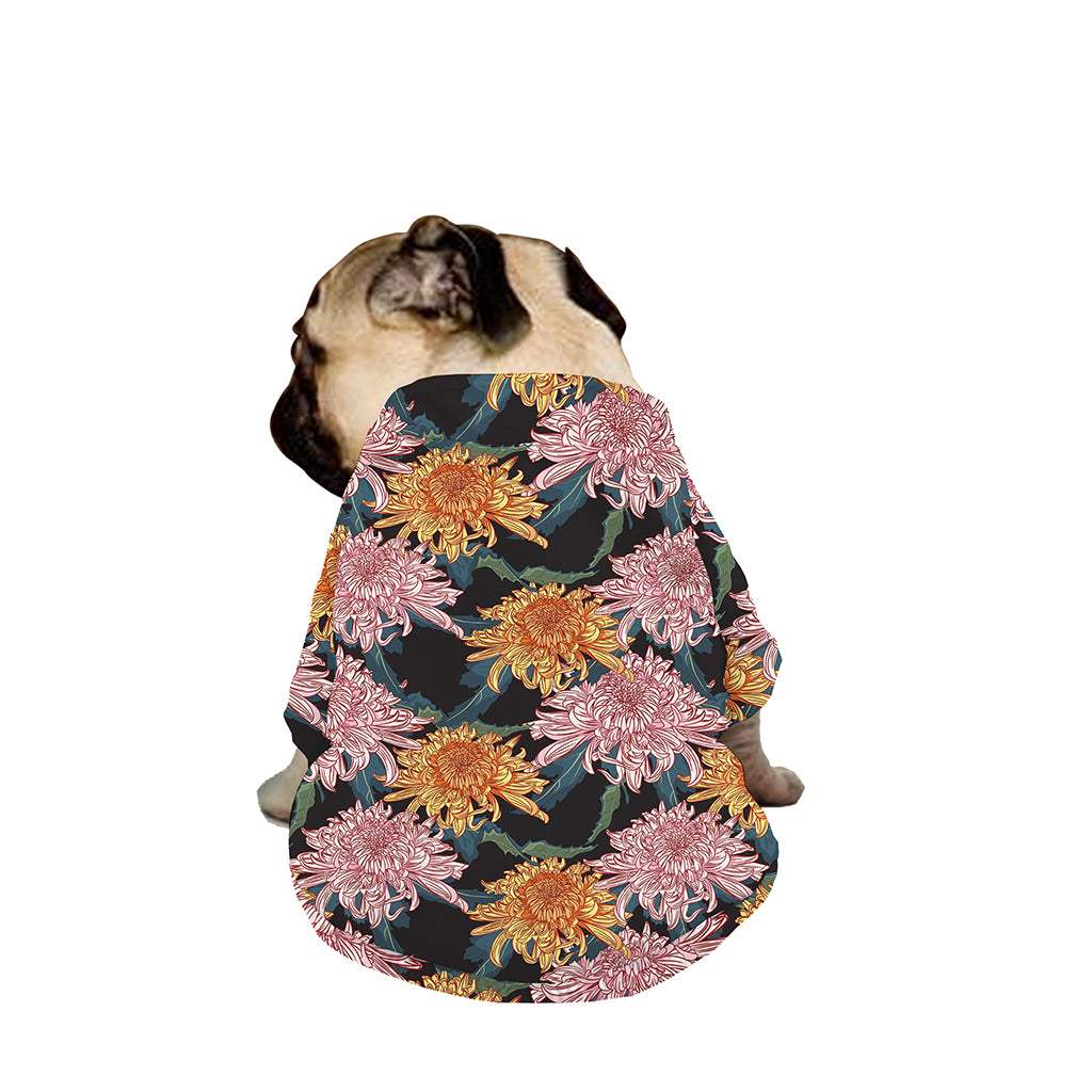 Japanese Chrysanthemum Pattern Print Dog Zip Up Jacket