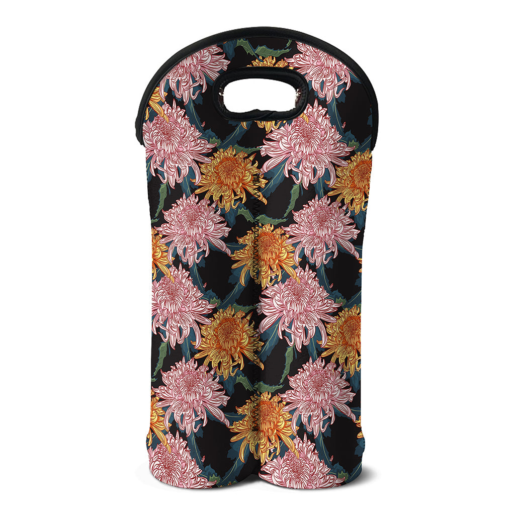 Japanese Chrysanthemum Pattern Print Double Neoprene Wine Tote