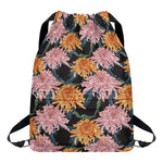 Japanese Chrysanthemum Pattern Print Drawstring Backpack