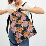 Japanese Chrysanthemum Pattern Print Drawstring Backpack