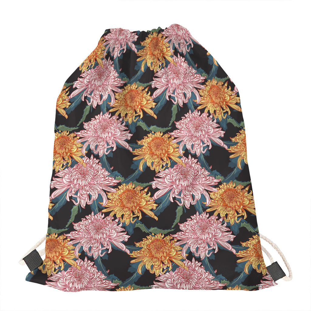 Japanese Chrysanthemum Pattern Print Drawstring Bag