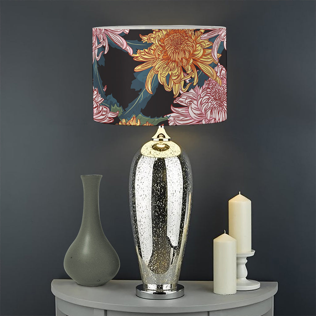 Japanese Chrysanthemum Pattern Print Drum Lamp Shade