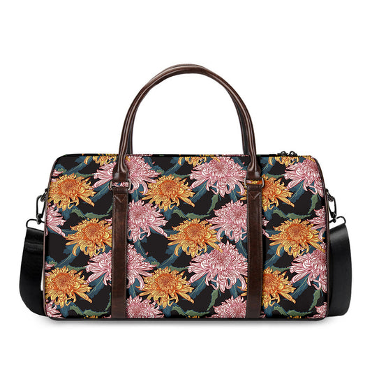 Japanese Chrysanthemum Pattern Print Duffle Bag