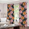 Japanese Chrysanthemum Pattern Print Extra Wide Grommet Curtains