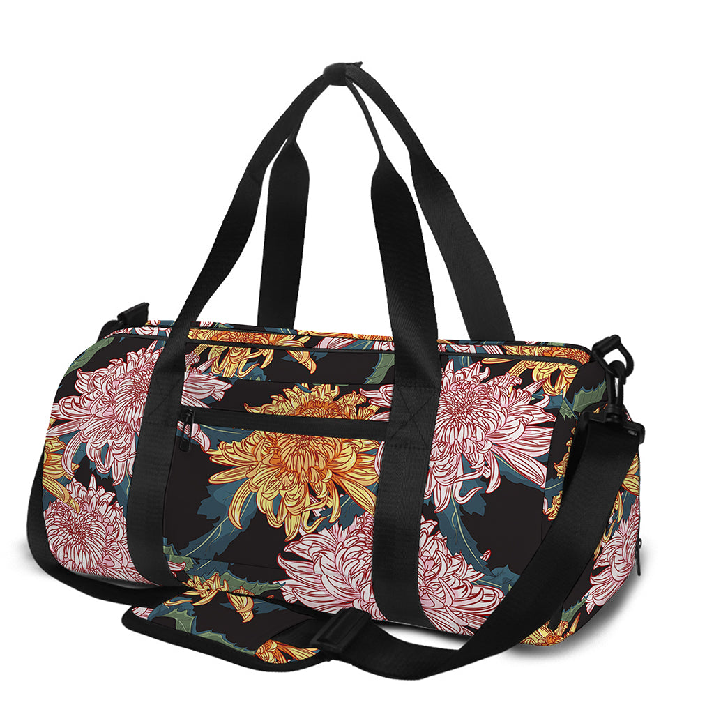 Japanese Chrysanthemum Pattern Print Gym Bag
