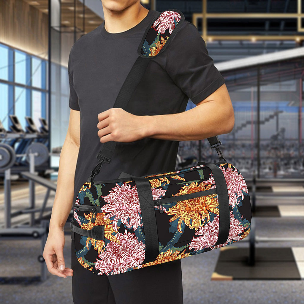 Japanese Chrysanthemum Pattern Print Gym Bag