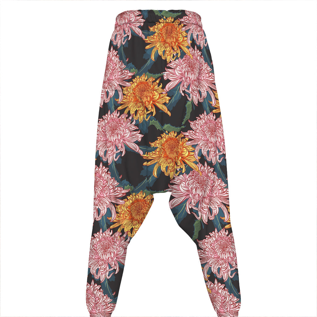 Japanese Chrysanthemum Pattern Print Hammer Pants