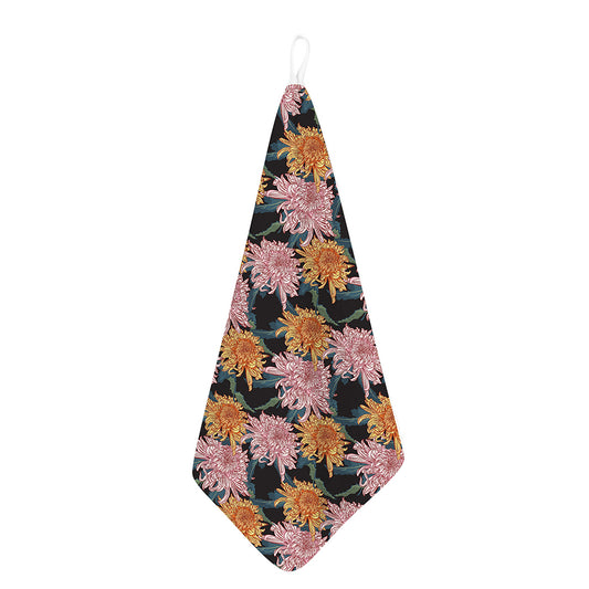 Japanese Chrysanthemum Pattern Print Hand Towel