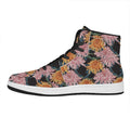Japanese Chrysanthemum Pattern Print High Top Leather Sneakers