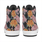 Japanese Chrysanthemum Pattern Print High Top Leather Sneakers