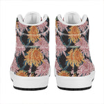 Japanese Chrysanthemum Pattern Print High Top Leather Sneakers