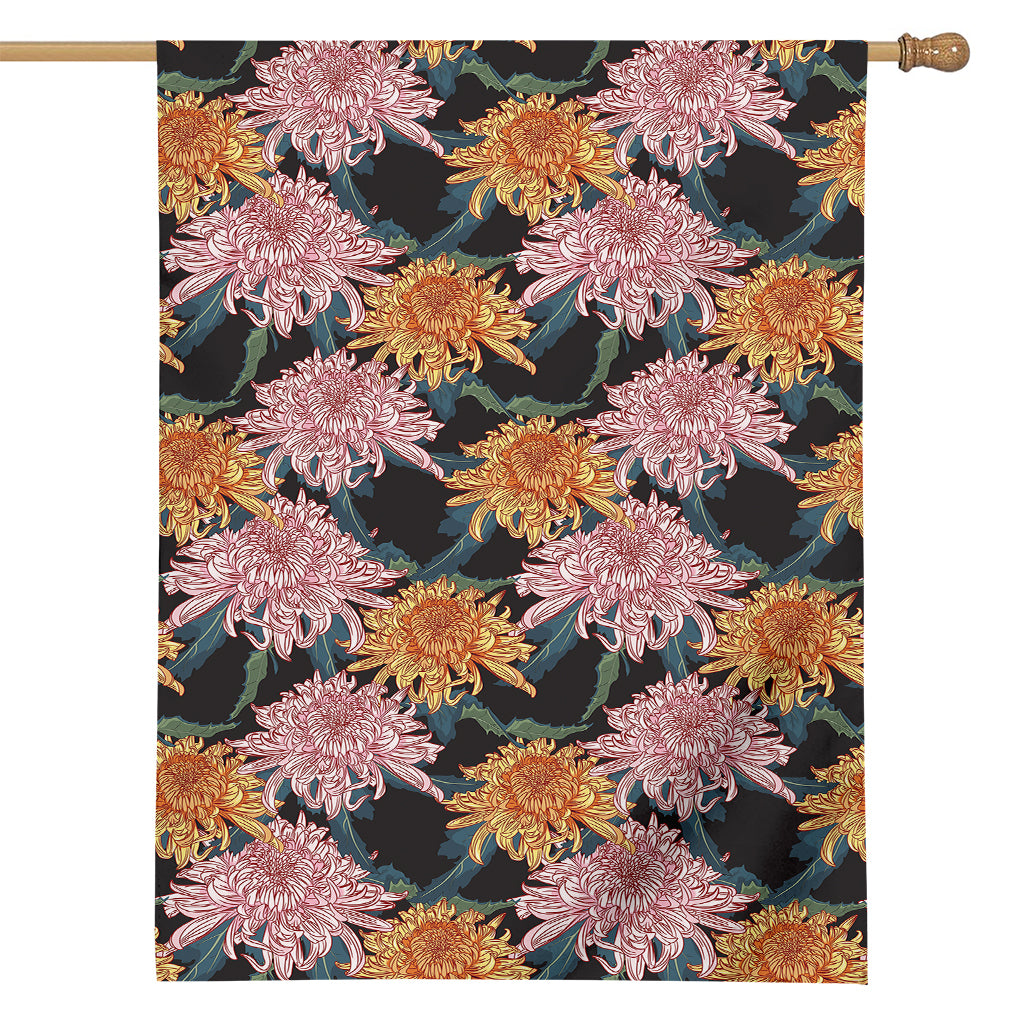 Japanese Chrysanthemum Pattern Print House Flag