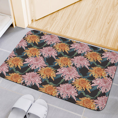 Japanese Chrysanthemum Pattern Print Indoor Door Mat