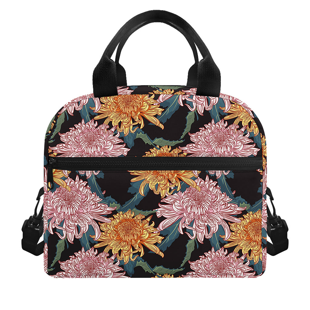 Japanese Chrysanthemum Pattern Print Insulated Lunch Bag