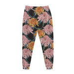 Japanese Chrysanthemum Pattern Print Jogger Pants