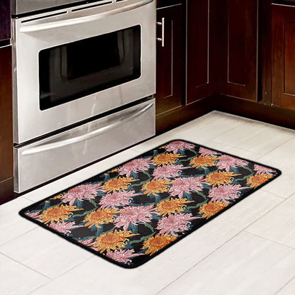Japanese Chrysanthemum Pattern Print Kitchen Mat